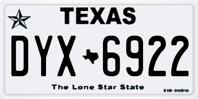 TX license plate DYX6922