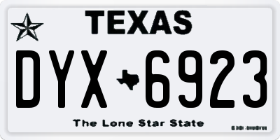 TX license plate DYX6923