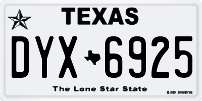 TX license plate DYX6925