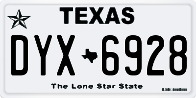TX license plate DYX6928