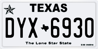 TX license plate DYX6930