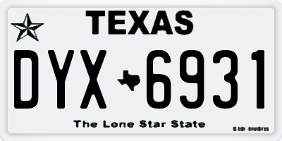 TX license plate DYX6931