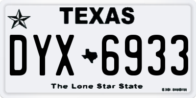 TX license plate DYX6933