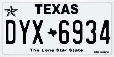 TX license plate DYX6934