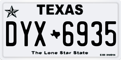 TX license plate DYX6935