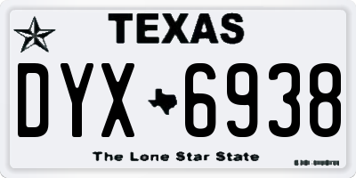 TX license plate DYX6938