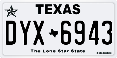TX license plate DYX6943