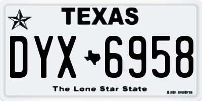 TX license plate DYX6958