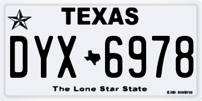 TX license plate DYX6978