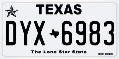 TX license plate DYX6983