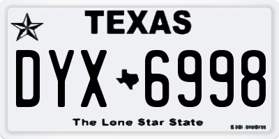 TX license plate DYX6998