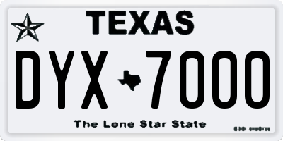TX license plate DYX7000