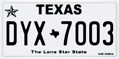 TX license plate DYX7003