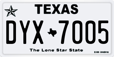 TX license plate DYX7005
