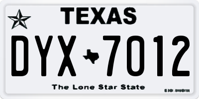 TX license plate DYX7012