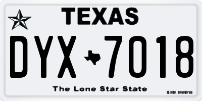 TX license plate DYX7018