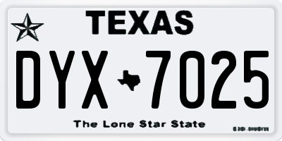 TX license plate DYX7025