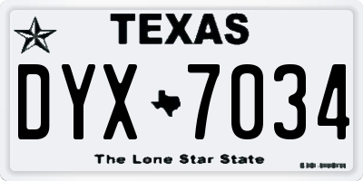 TX license plate DYX7034