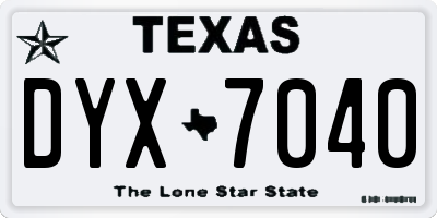 TX license plate DYX7040