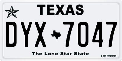 TX license plate DYX7047