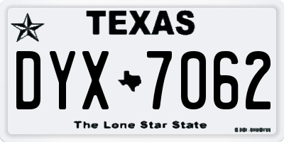 TX license plate DYX7062