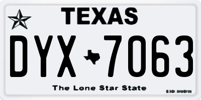 TX license plate DYX7063
