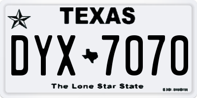 TX license plate DYX7070