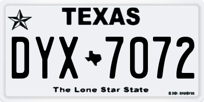 TX license plate DYX7072
