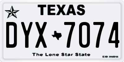 TX license plate DYX7074
