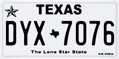 TX license plate DYX7076