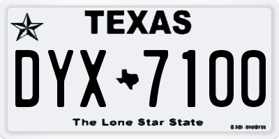 TX license plate DYX7100