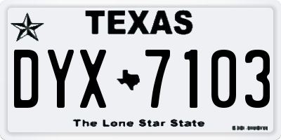 TX license plate DYX7103