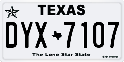 TX license plate DYX7107