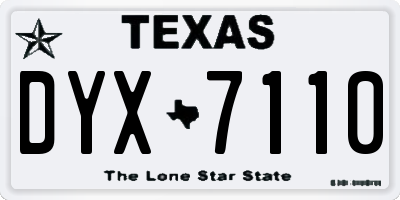TX license plate DYX7110