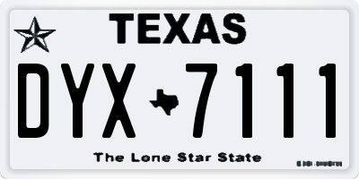 TX license plate DYX7111