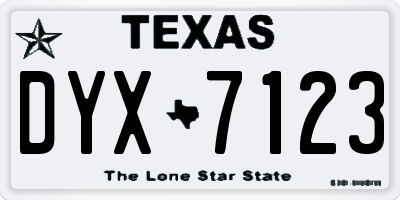 TX license plate DYX7123