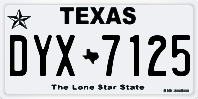 TX license plate DYX7125