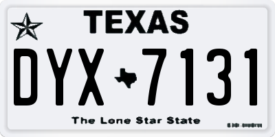TX license plate DYX7131
