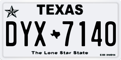 TX license plate DYX7140