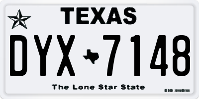 TX license plate DYX7148
