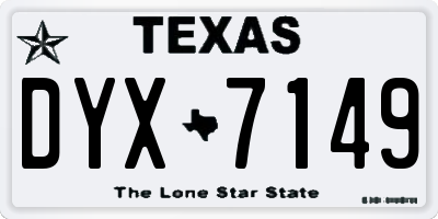 TX license plate DYX7149