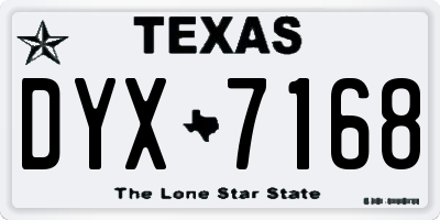 TX license plate DYX7168