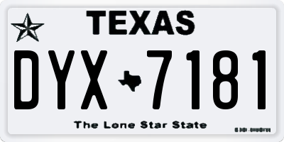 TX license plate DYX7181