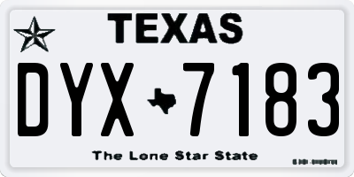 TX license plate DYX7183