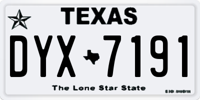 TX license plate DYX7191