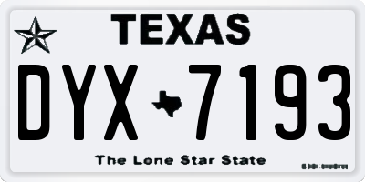 TX license plate DYX7193