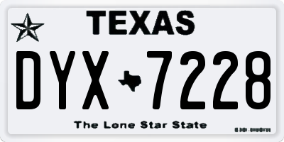 TX license plate DYX7228