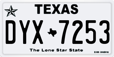 TX license plate DYX7253