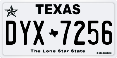 TX license plate DYX7256
