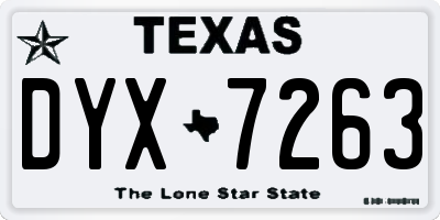 TX license plate DYX7263